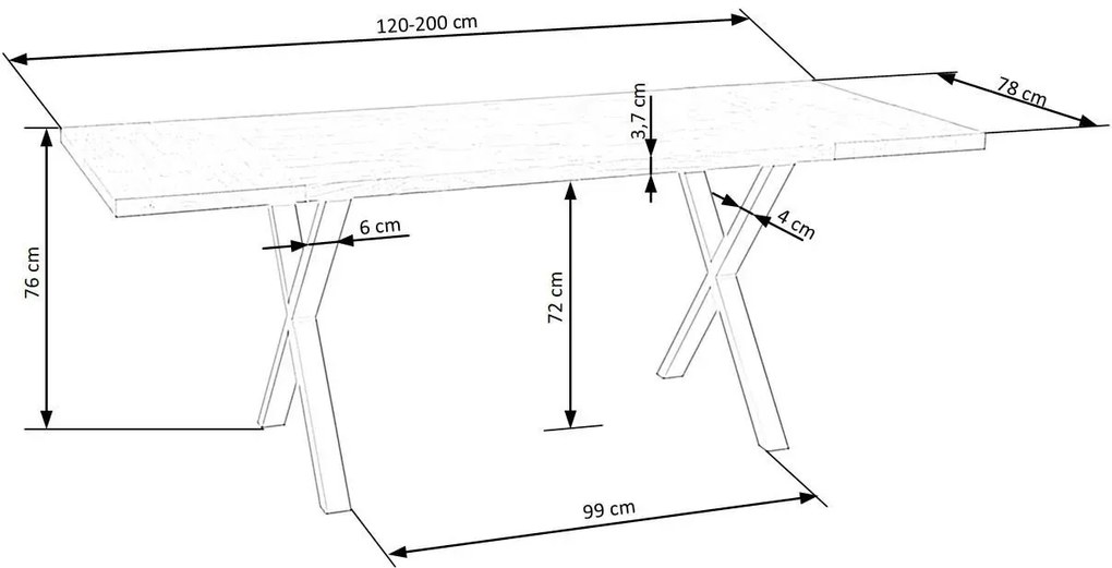 Loftowy stół do salonu Simox 3X 120 XL -dąb