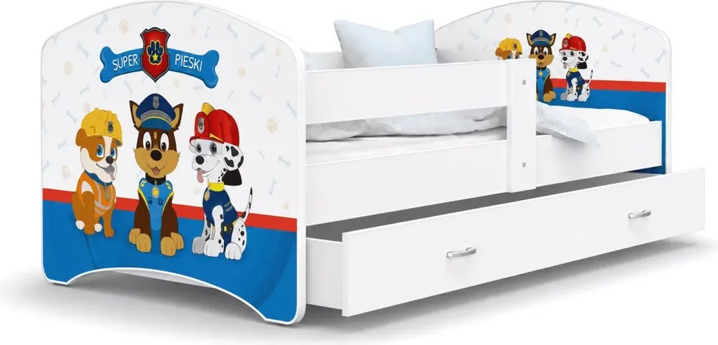 Łóżko dziecięce Dafin II z szufladą 80x140-80x190 MDF barierka stelaż Flex