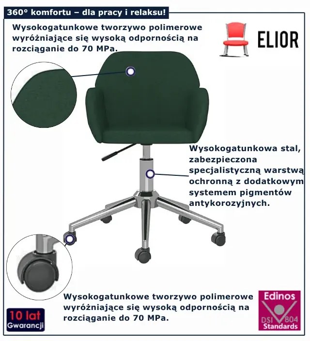 Ciemnozielony fotel obrotowy do biura S9-F92