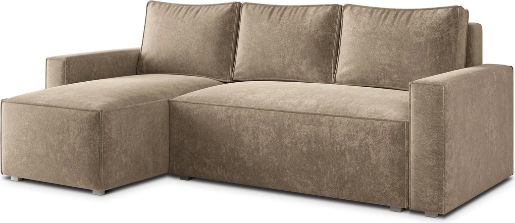 Masseno Narożnik POTARO z funkcją spania i pojemnikiem na pościel Narozniki L, Rozkładana sofa - Beżowy, LUMO 30
