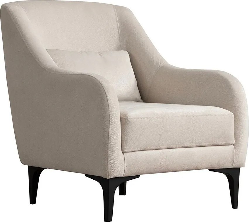 Elegancki fotel, surowy, 60 x 72 x 81 cm | Stelaż z drewna bukowego i płyty wiórowej, 100% poliester, miękka poduszka z pianki | Idealny do salonów