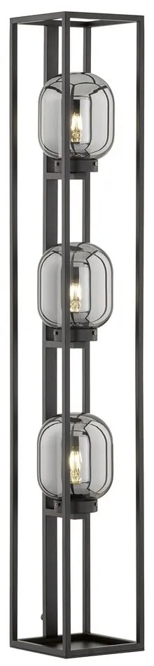 Czarna lampa stojąca ze szklanym kloszem (wysokość 130 cm) Regi – Fischer & Honsel