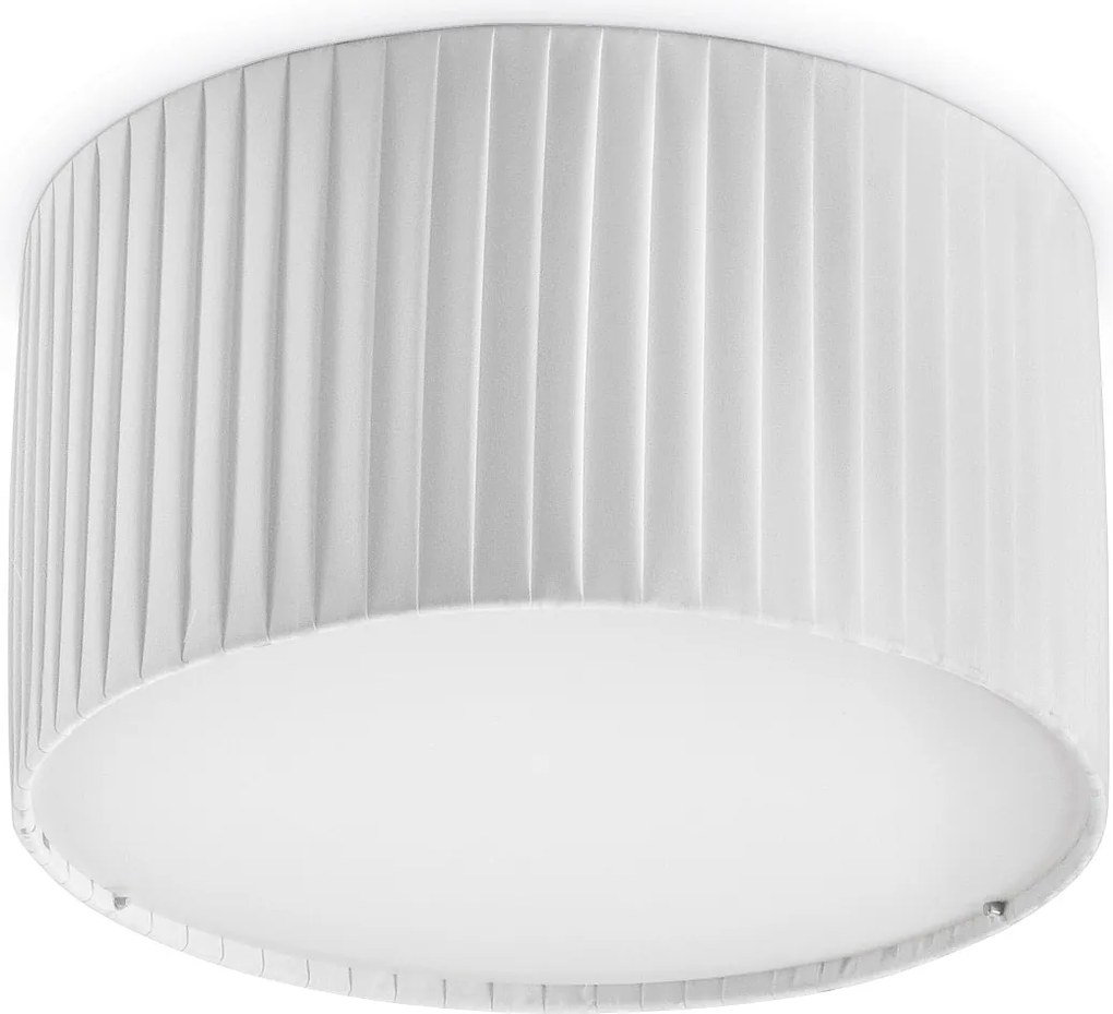 Lampa sufitowa VORADA w stylu nowoczesnym - ?r. ø30 cm - LED COB AC 12W - 1030 lm Y 3K - IP20 - syntetyczny plisowany klosz wst?gowy - stal i biel