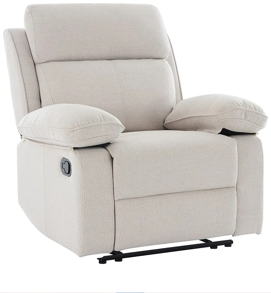 Fotel z funkcją relax i beżową melanżową tapicerką - LANA