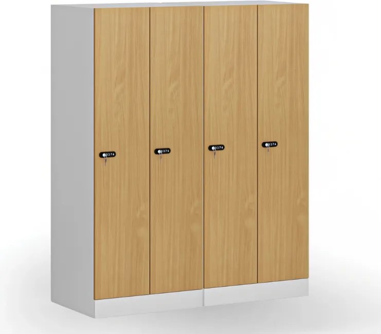 Szafa ubraniowa S1 obniżona 2-drzwiowa, 1500 x 600 x 500 mm, zamek mechaniczny z kodem, drzwi laminowane, brzoza