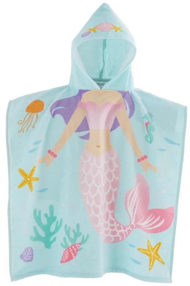 Jasnoniebieskie bawełniane ponczo dziecięce Mermaid – Catherine Lansfield