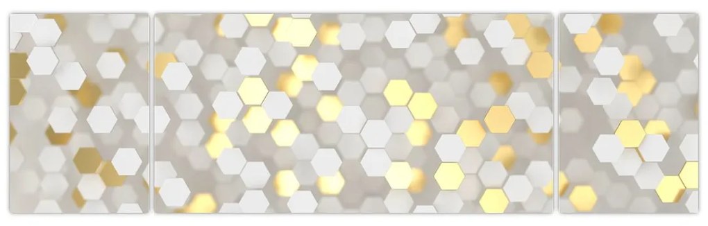Obraz - Złoto - białe sześciokąty (170x50 cm)