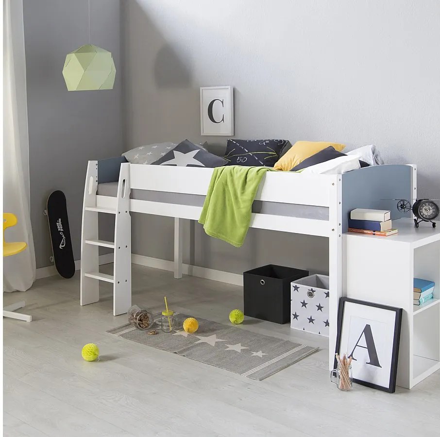 Łóżko piętrowe 90x200 cm biało-szare