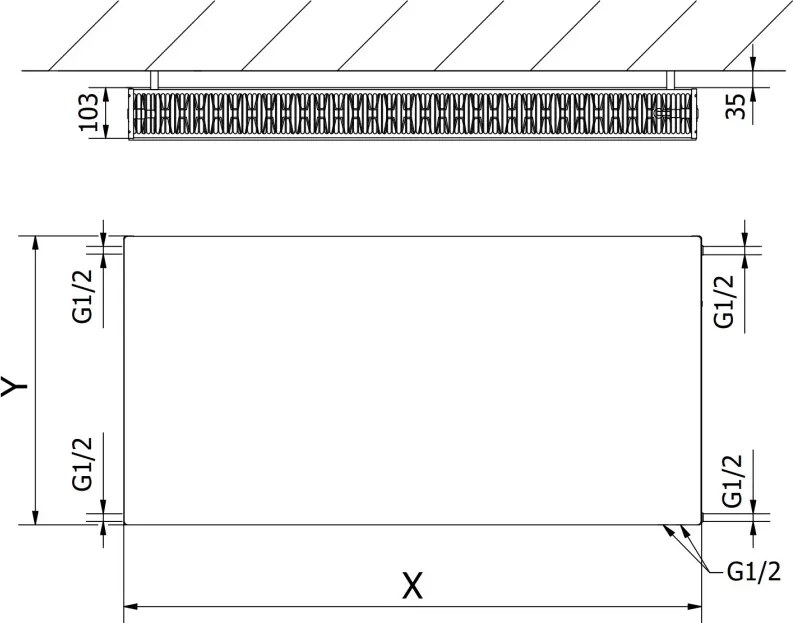 Mexen Flat CVF22 grzejnik płytowy 600 x 1400 mm, podłączenie dolne, 2215 W, biały - W622F-060-140-00