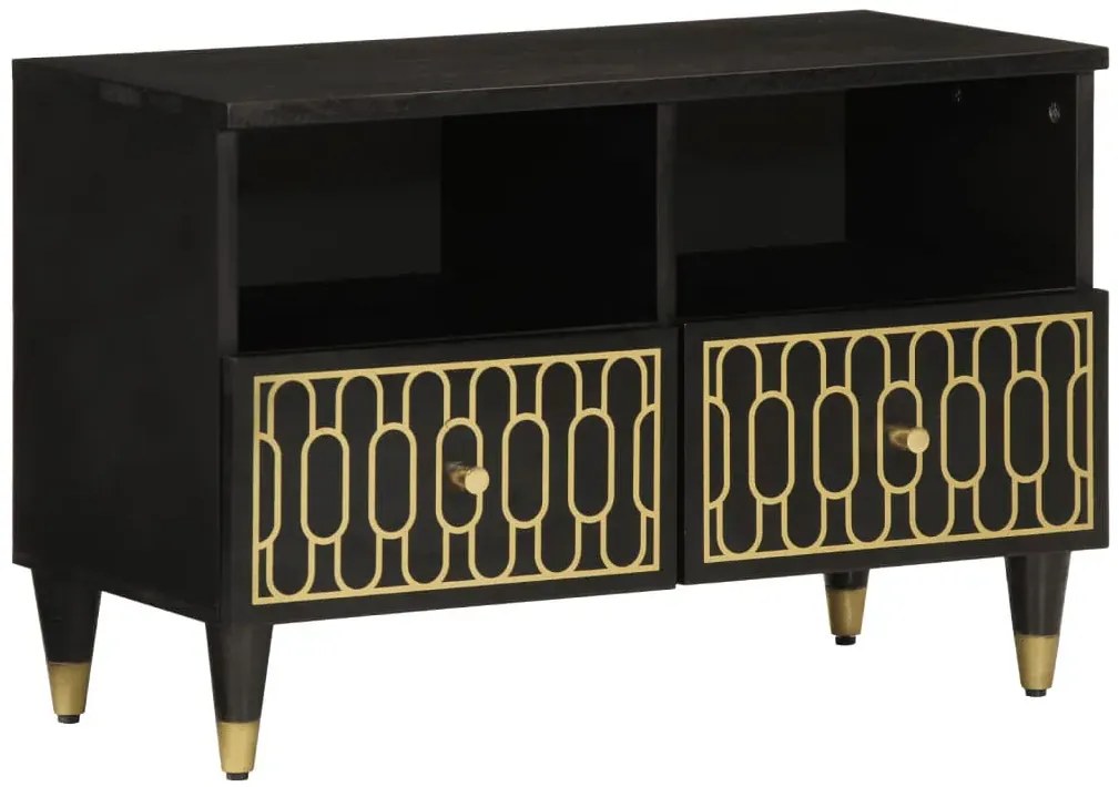 Czarna drewniana szafka RTV retro L3-W79