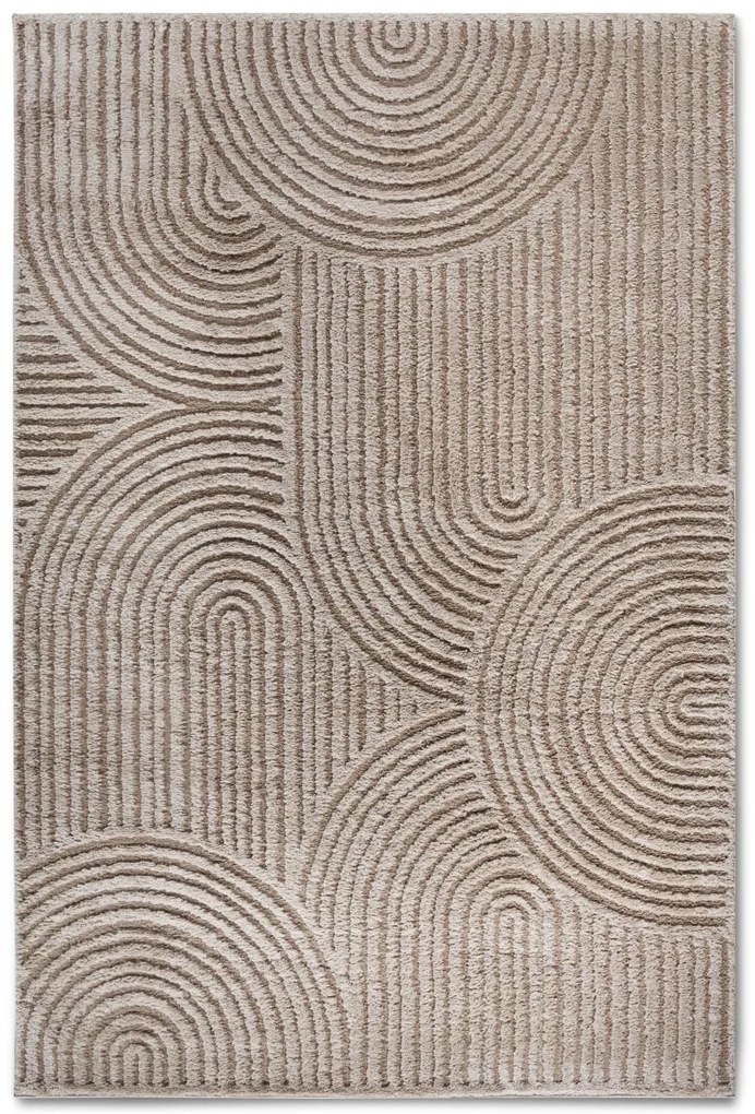 Dywan nowoczesny Gallery 3D Koła beżowy 80 cm x 120 cm