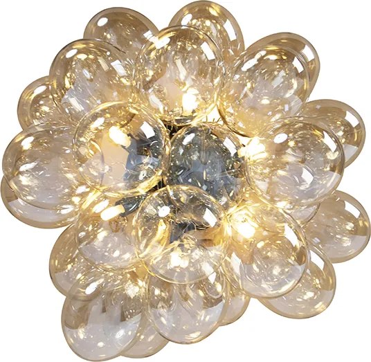 Inteligentna lampa sufitowa czarna z bursztynowym szkłem, 6-punktowa, z Zigbee G9 - Uvas