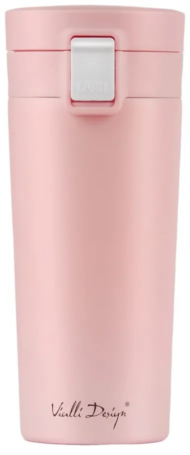 Różowy podróżny kubek termiczny Vialli Design Fuori, 400 ml
