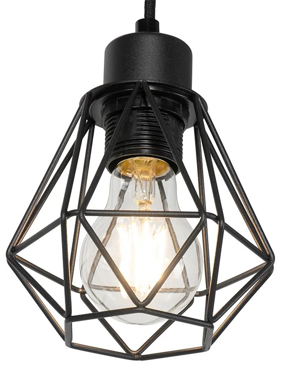 Lampa podłogowa rustykalna czarna z drewnem 2-światłowa - Chon Rustykalny / Vintage Oswietlenie wewnetrzne