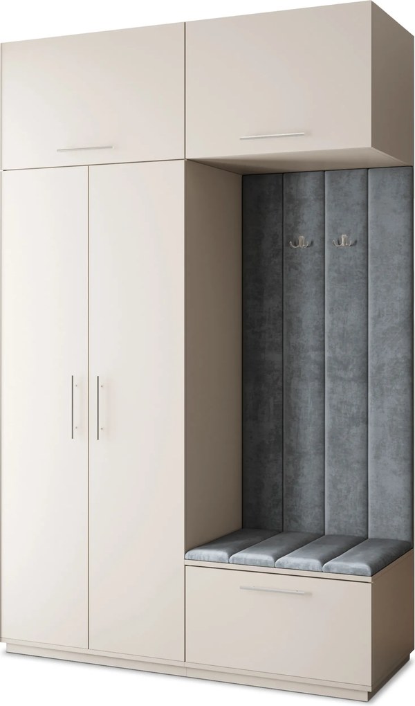 Masseno Garderoba REMA 150/240/60 cm Nowoczesna Szafa do Przedpokoju Kaszmir, MONOLITH 85 (Szary)