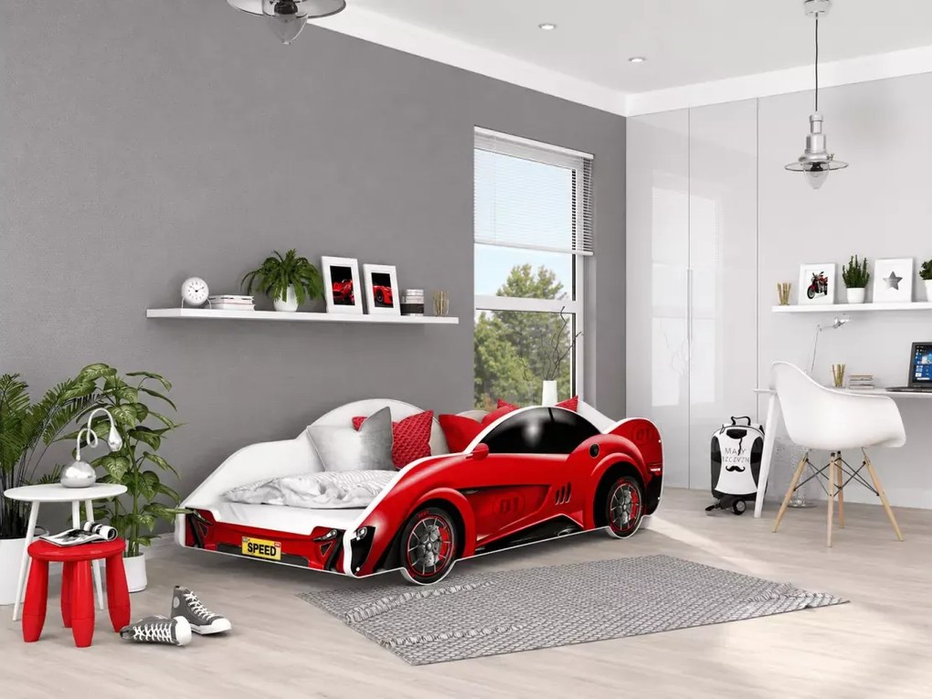 Łóżko dziecięce samochód bolid Spidi III 90x180 auto wyścigowe z stelażem flex