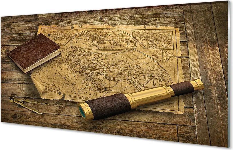 Szklany Panel Stara Mapa w Formie Zeszytu
