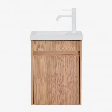 Zestaw Wiszących Mebli Łazienkowych Zintegrowany Z Umywalką Narek Popielaty Brąz & Bezlusterkowiec & Biała - Sklum