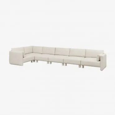 6-częściowa Modułowa Sofa Narożna Po Lewej Stronie W Tkaninie Bouclé Artemisa Tkanina Bouclé W Kolorze Kremowo-beżowym - Sklum