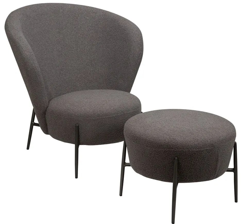 Szary fotel z materiału bouclé Orbit – DAN-FORM Denmark