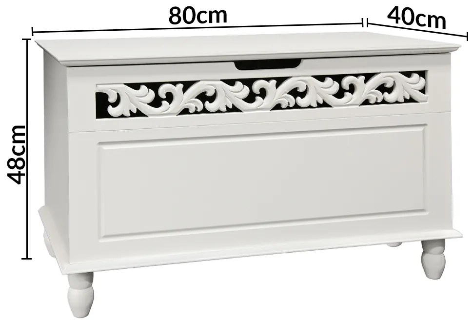 Casaria Skrzynia drewniana JERSEY, 80x40x48cm, biała