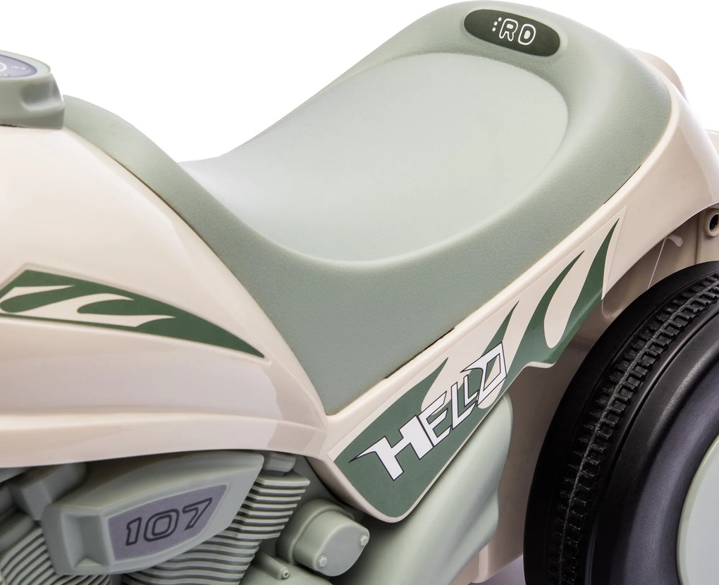 AIYAPLAY Samochodzik dla dzieci, Design motocykla, Muzyka i Bańki, dla 2-5 Lat, Kremowobiały