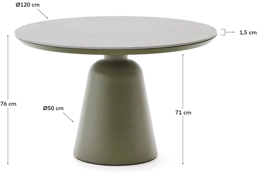 Okrągły stół ogrodowy z ceramicznym blatem ø 120 cm Tudons – Kave Home