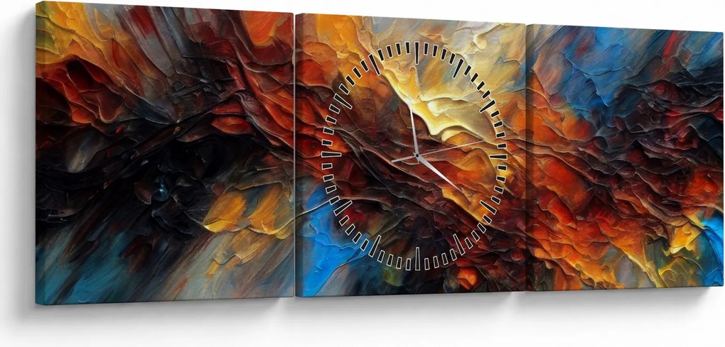 Obraz - Tekstura koloru (z zegarem) (90x30 cm)