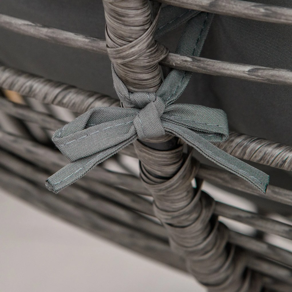 Outsunny zestaw dwóch foteli rattanowych ze taboretem, stal, kolor szary, 69 x 76 x 70 cm