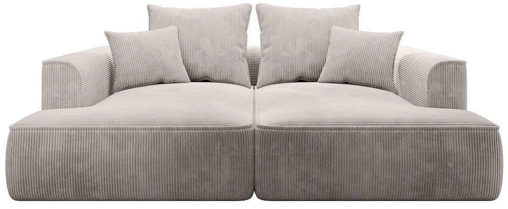 Kanapa 3-osobowa z głębokim siedziskiem i beżową sztruksową tapicerką - PINETA