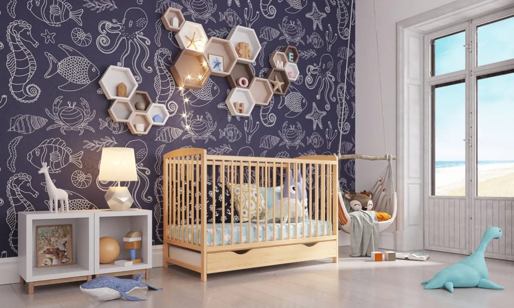 Łóżeczko Kacper sosna 120/60 z szufladą