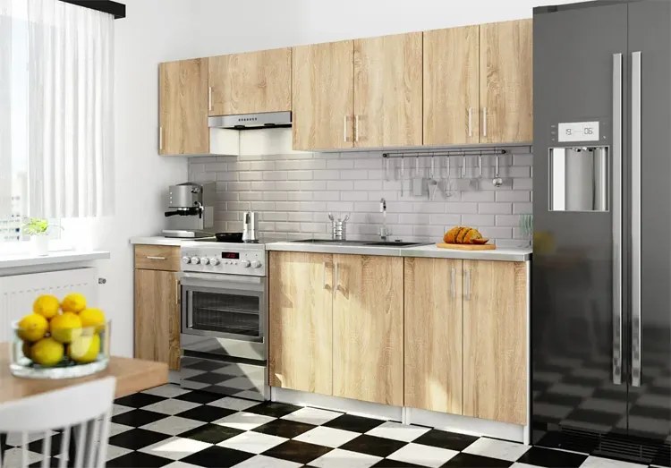 Komplet mebli kuchennych 240 cm dąb sonoma N9-H08