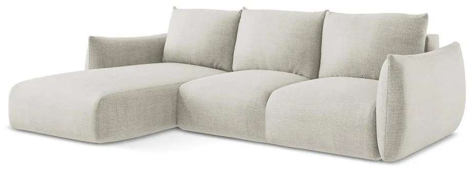 Beżowy rozkładany narożnik (lewostronny/z szezlongiem) Leila – Makamii