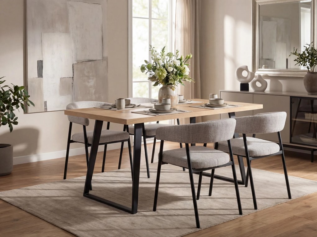 Krzesło jadalniane KATANA z czarnymi nogami, szare