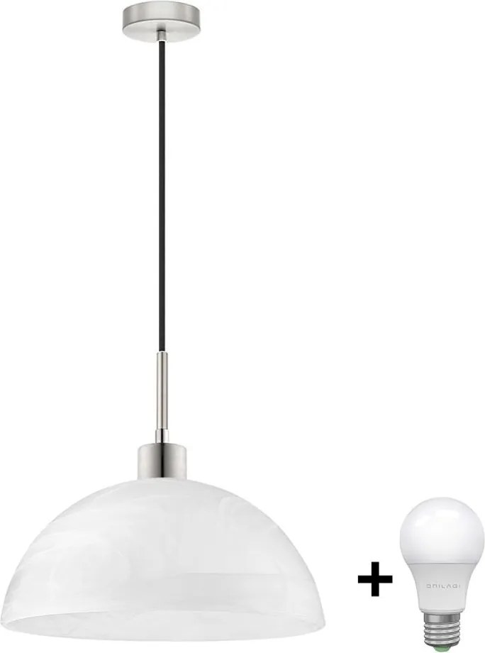Lampa wisząca LED na lince 1xE27/60W/230V biała/czarna