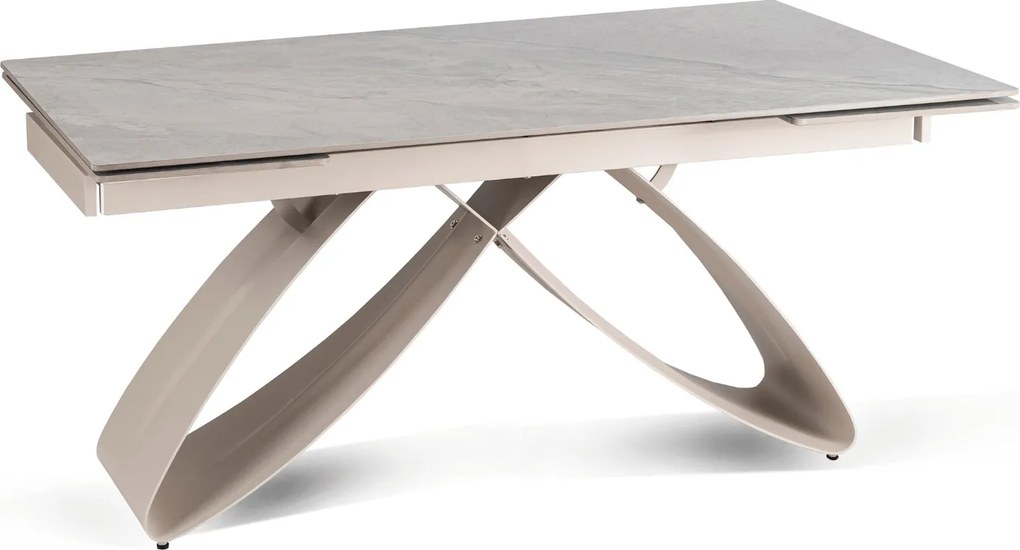 Zestaw Stół Rozkładany LUIGI 160-240 cm Szary Marmur/Kaszmir i 4 Krzesła TORINO Kremowe Nowoczesne