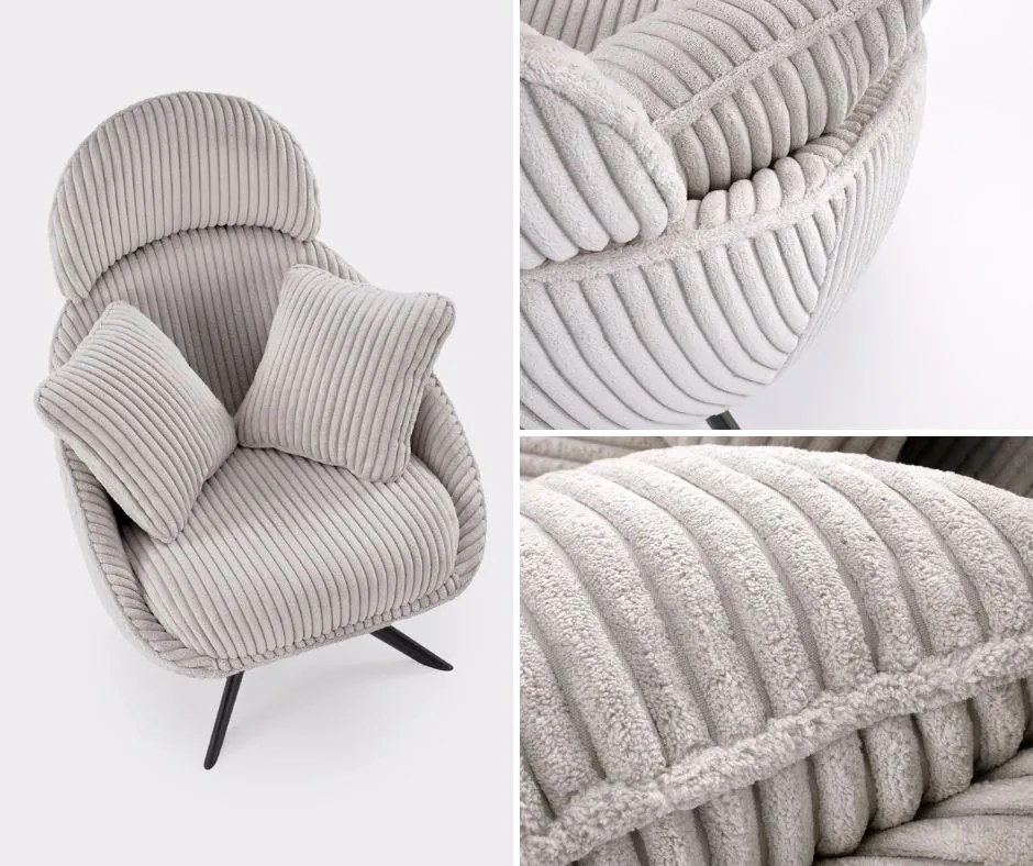 Obrotowy fotel wypoczynkowy z grubego sztruksu Merry 2