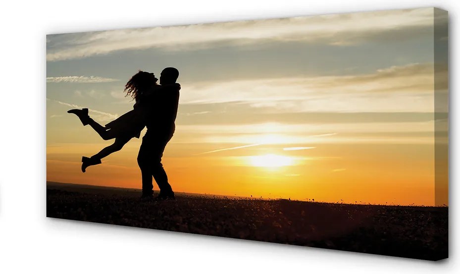 Duży obraz na płótnie Ludzie i Chmury o Zachodzie