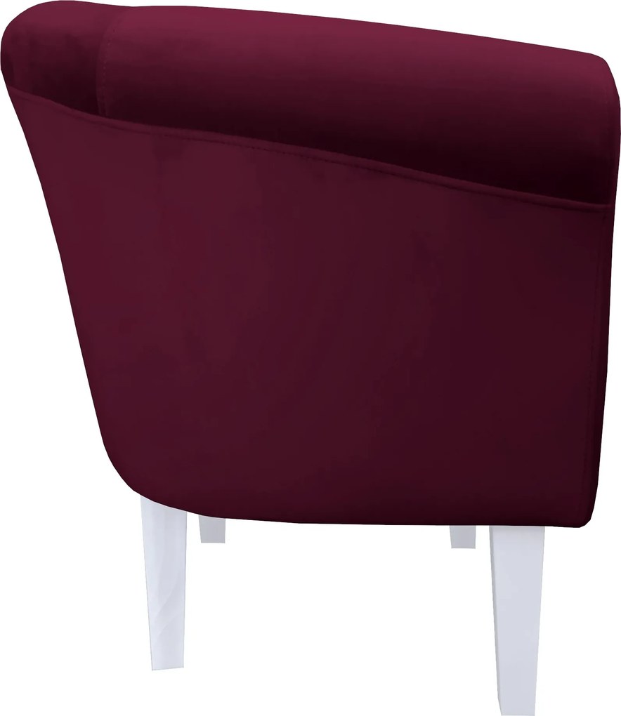 Fotel Milo tkanina Welur wygodny fotel tapicerowany do salonu i sypialni : Kolor nogi - Biała, Kolor tkaniny - VELVET - MG02, Wysokość nogi - 20 cm