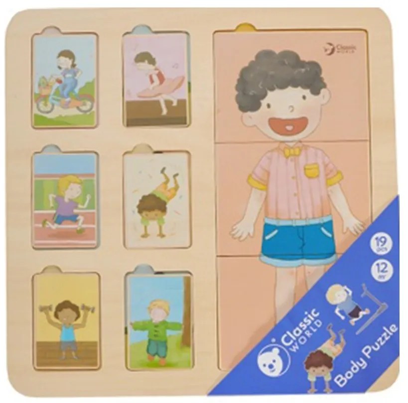 Classic world tablica edukacyjna ciało ludzkie układanka klocki puzzle dla dzieci dopasuj montessori 19 el.