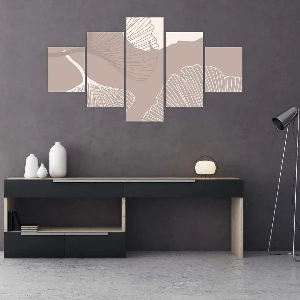 Obraz - Beżowe liście N⁰1 (125x70 cm)
