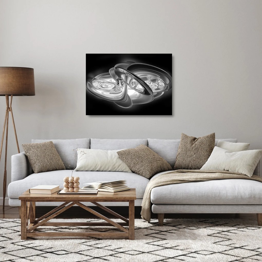 Obraz na szkle - nowoczesna szara abstrakcja (70x50 cm)