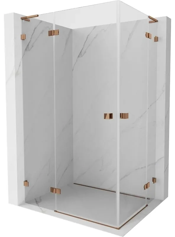Mexen Lunar L Duo kabina prysznicowa uchylna 95 x 90 cm, transparent, różowe złoto - 834L-095L-090P-60-00