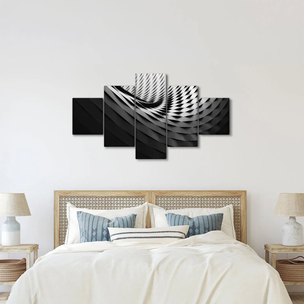 Abstrakcyjny obraz - czarno - biała spirala (125x70 cm)