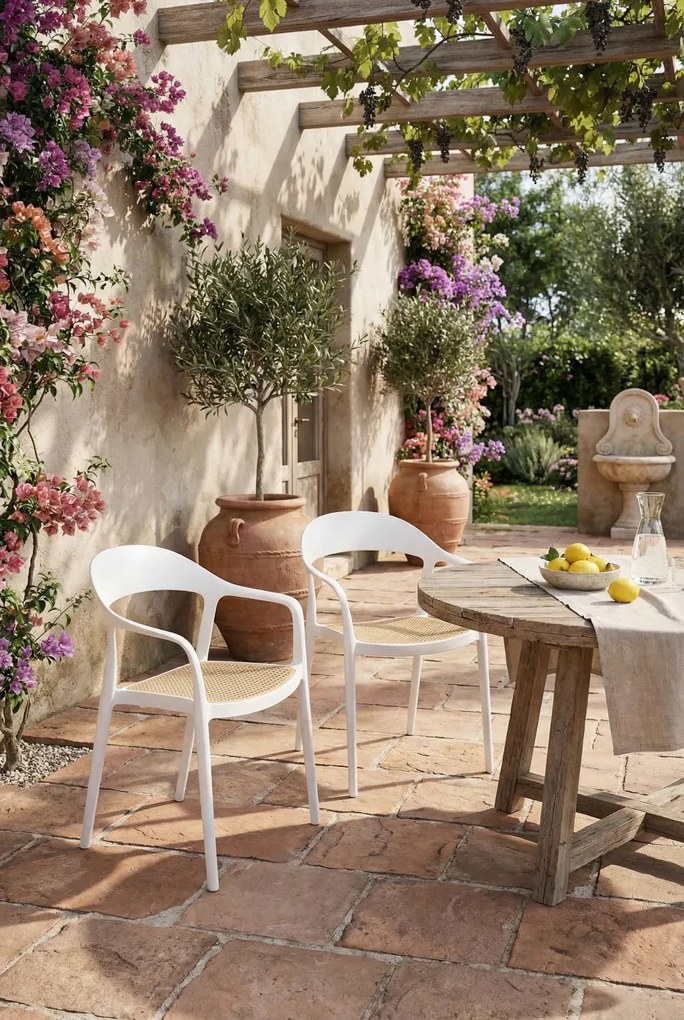 Białe sztaplowane krzesło ogrodowe W0-P24