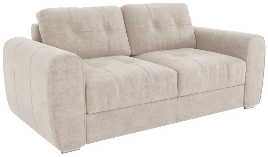 Kanapa 3-osobowa rozkładana typu express z beżową tapicerką - Miejsce do spania 140 cm - Materac 22 cm - BOLIPO