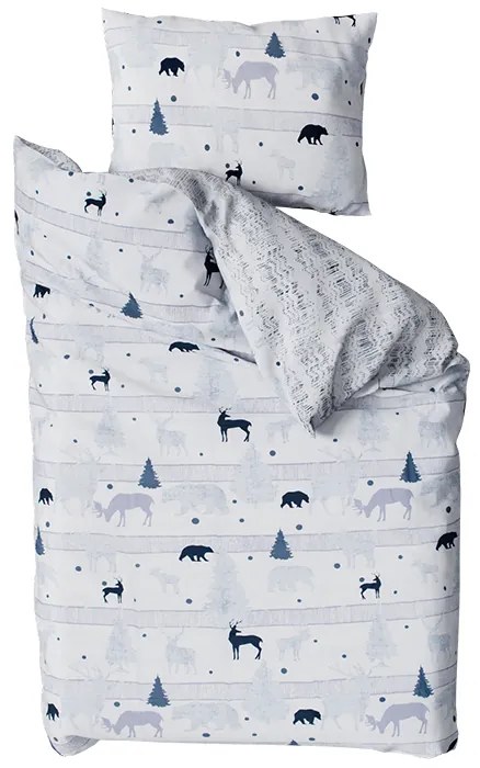 PrzytulneMieszkanie.pl PrzytulneMieszkanie.pl Bawełniana pościel Renforcé SOBI I DRZEWA biała Rozmiar pościeli: 70 x 90 cm | 140 x 200 cm