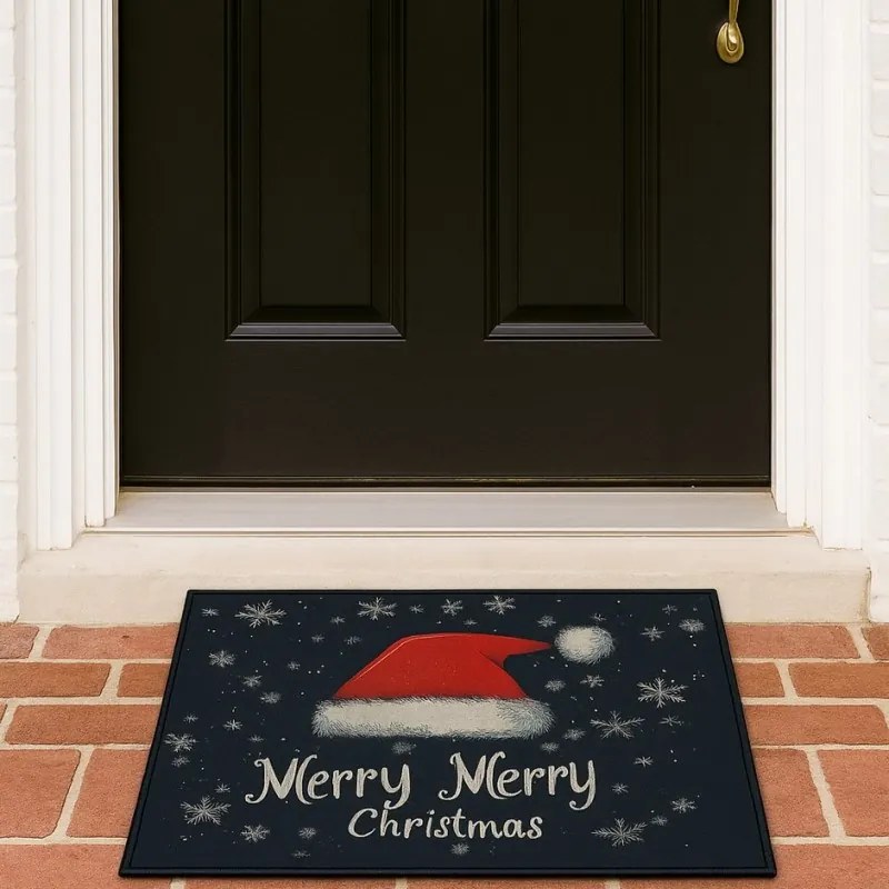 Świąteczna wycieraczka SANTA STEP 60x90 cm, czarna