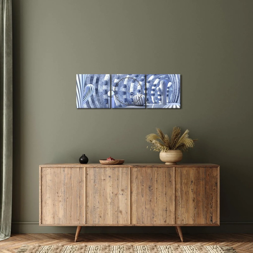 Obraz - abstrakcja 3D (z zegarem) (90x30 cm)