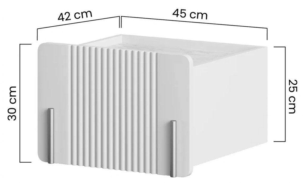 Szafka nocna Malmi 45 cm wisząca z szufladą - kaszmir / crema bianca / złoty
